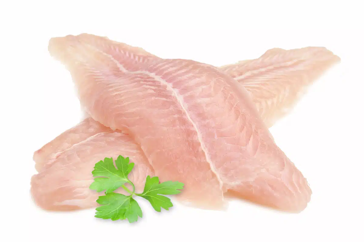 fillet of fish pangasius. isolated on white background.