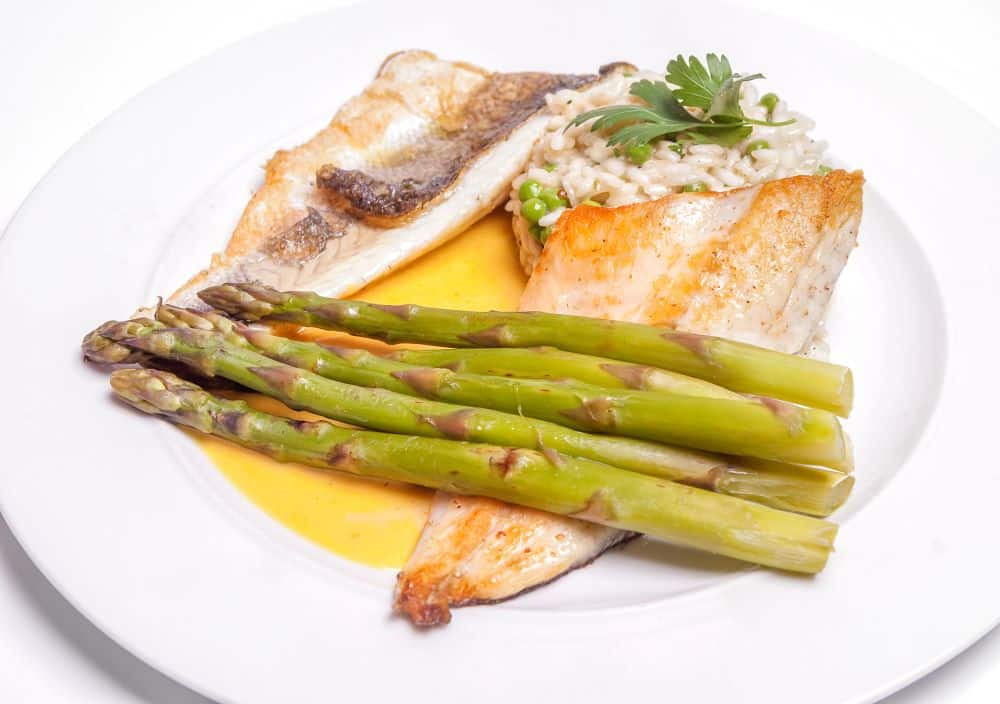 PanSeared Sea Bass with Asparagus Frozen Fish Direct