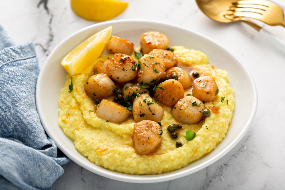 Scallops with Lemon Caper Sauce Frozen Fish Direct