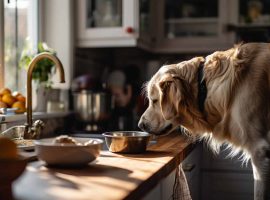 001 minimalist kitchen scene with dog owner healthy food 0 0