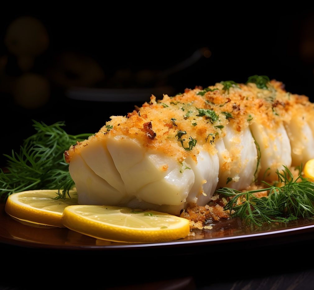 baked cod fish fillet with a lemon herb crust